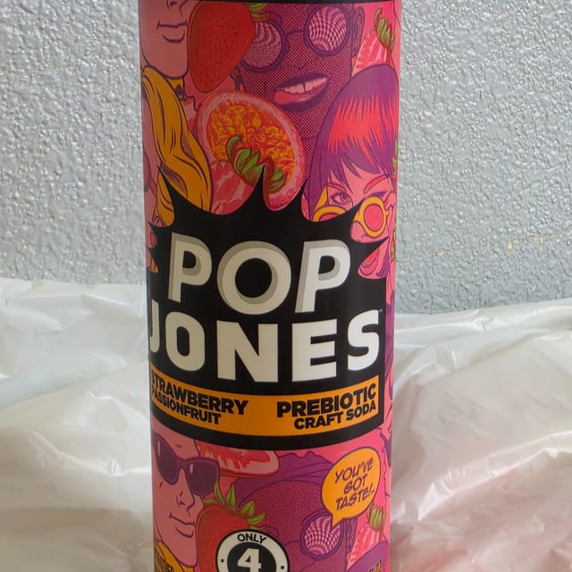 Pop Jones Prebiotic Craft Soda Strawberry Passion Fruit.