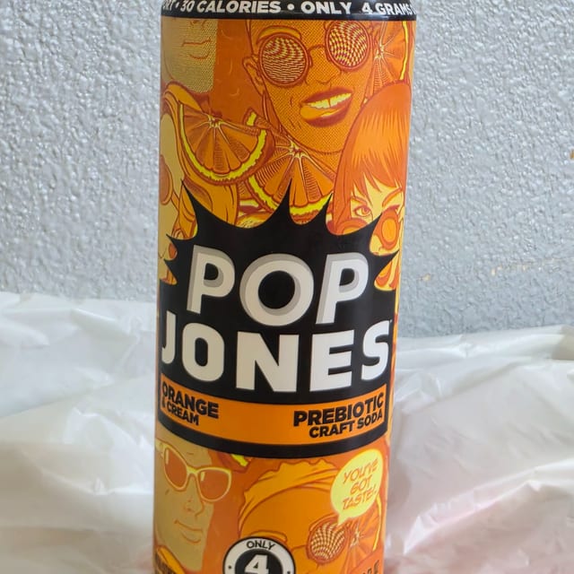 Pop Jones Prebiotic Craft Soda Orange and Cream.
