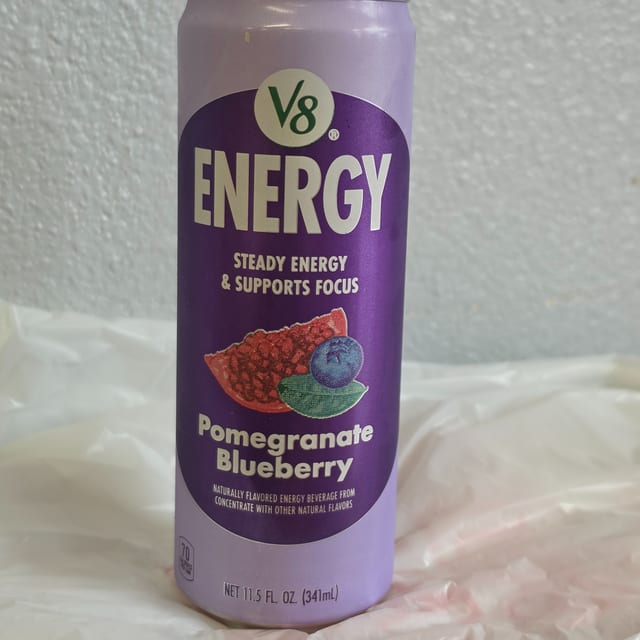 V8 Energy Pomegranate Blueberry.